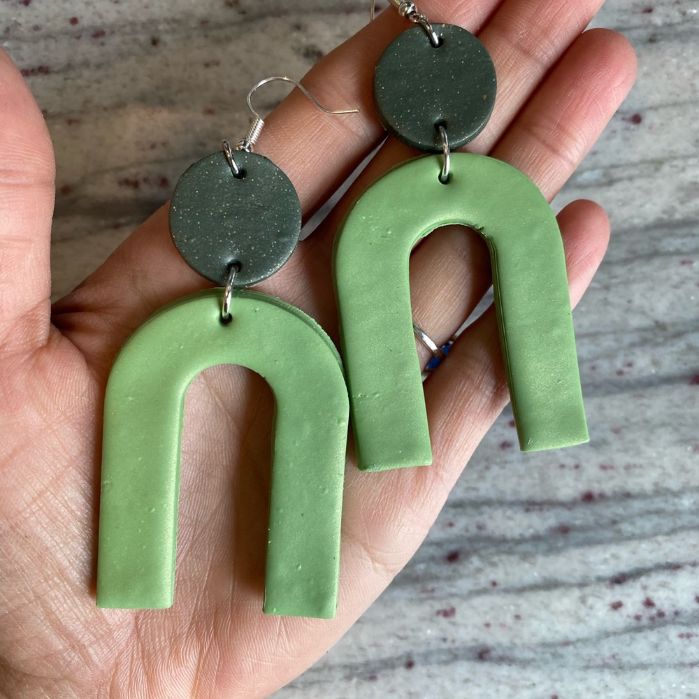 Sage green polymer clay earrings
